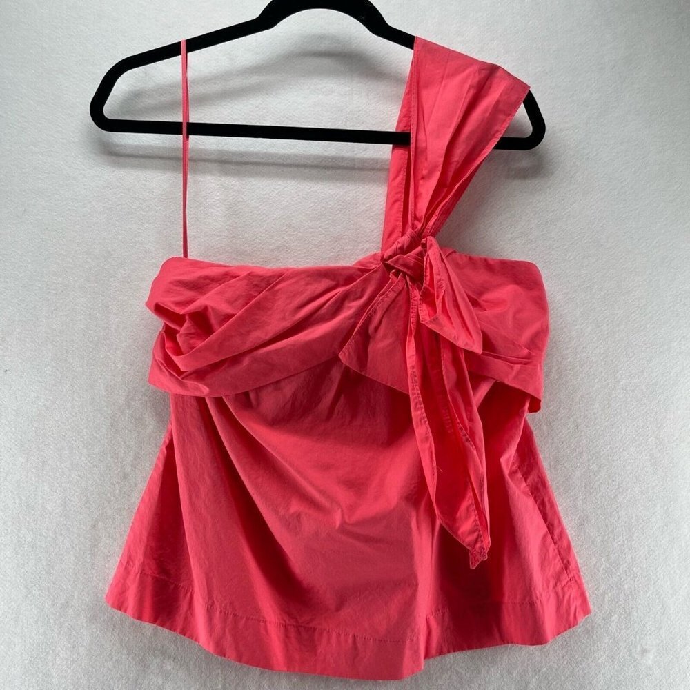 J.Crew Tank Top Womens Size 6 One Shoulder Bow Sleeveless Cotton Pink